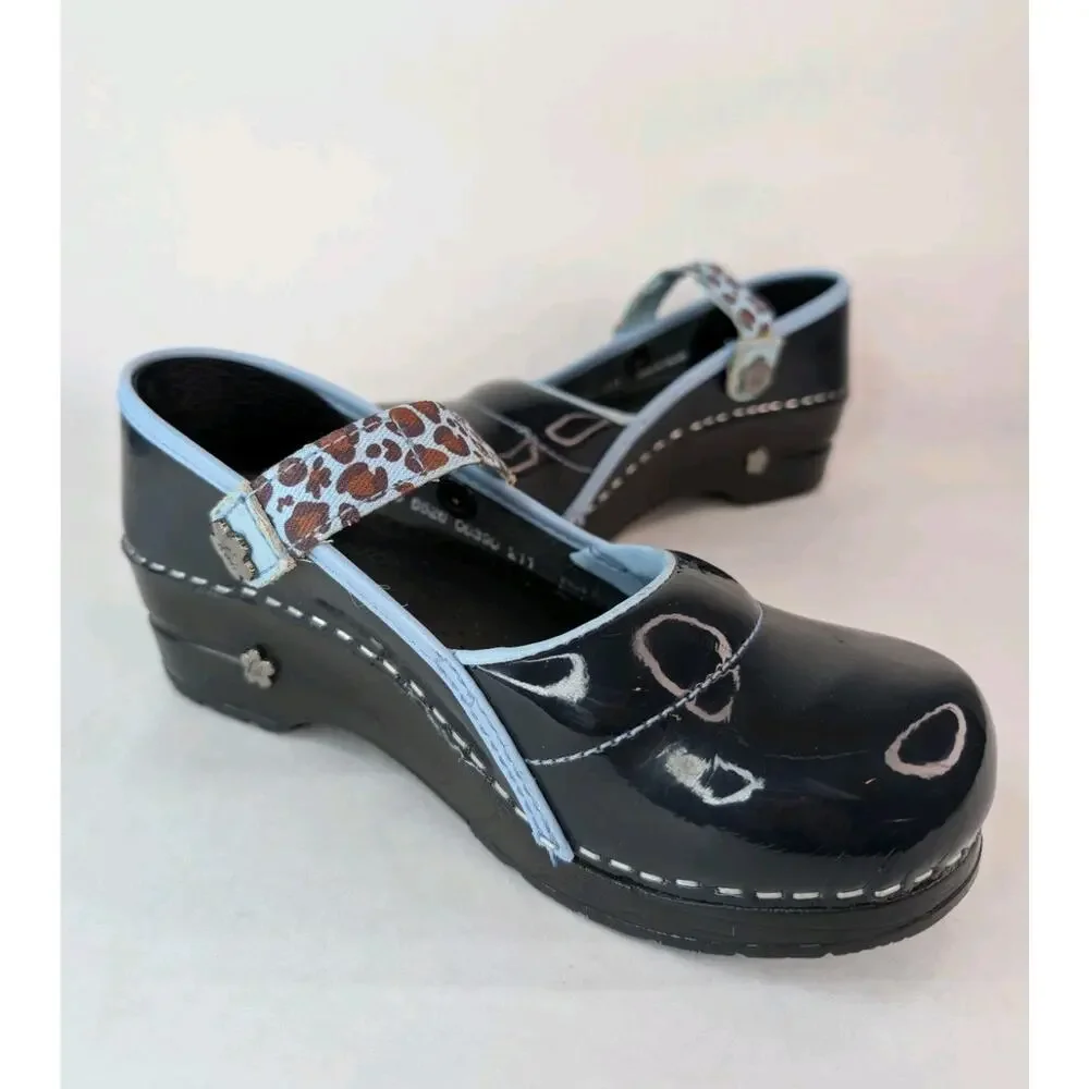 KOI By Sanita Danish Clogs Patent Leather Blue Comfortable Cushiones Shoes 6 US